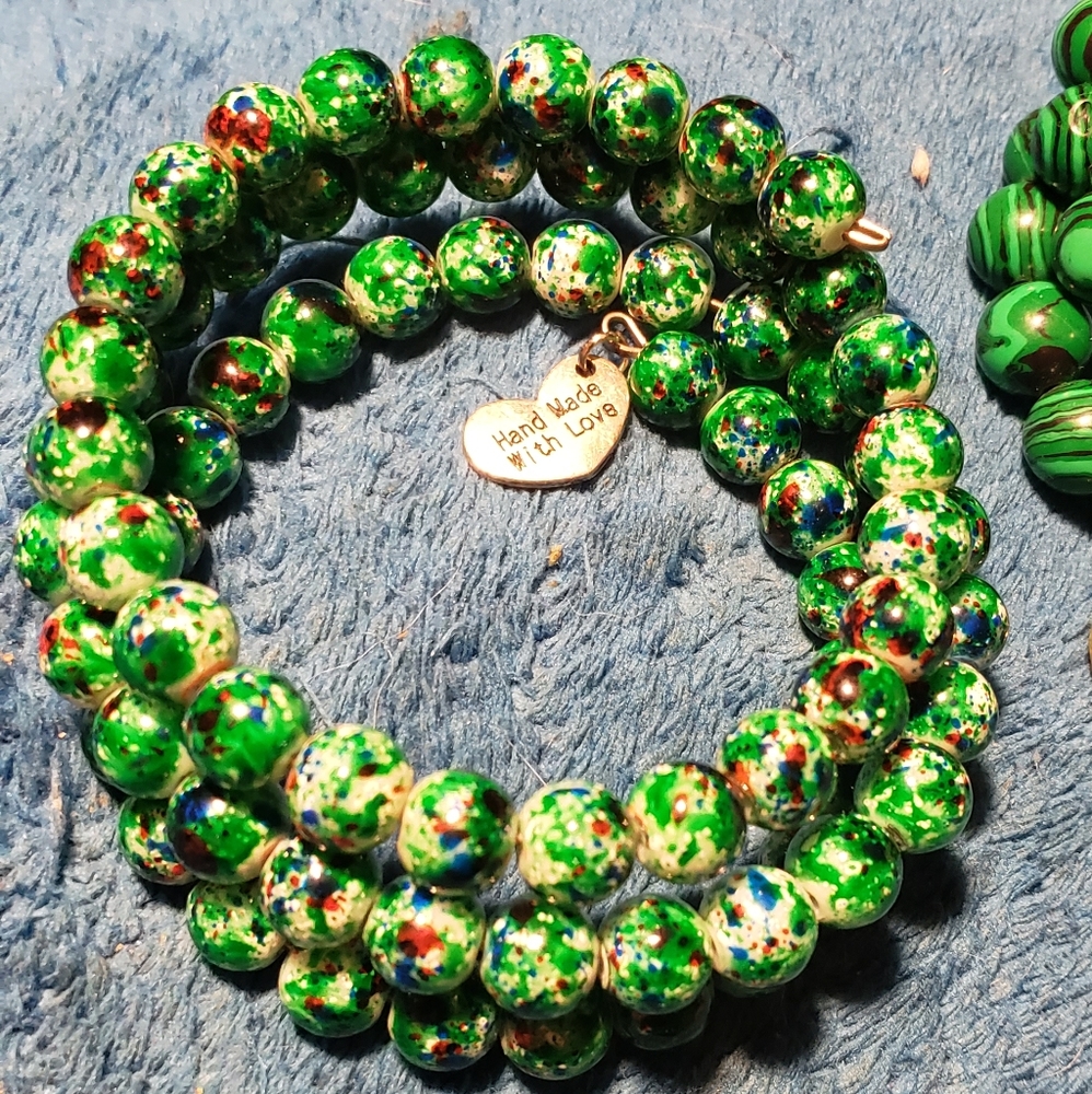 Green Memory Wire Bracelet
